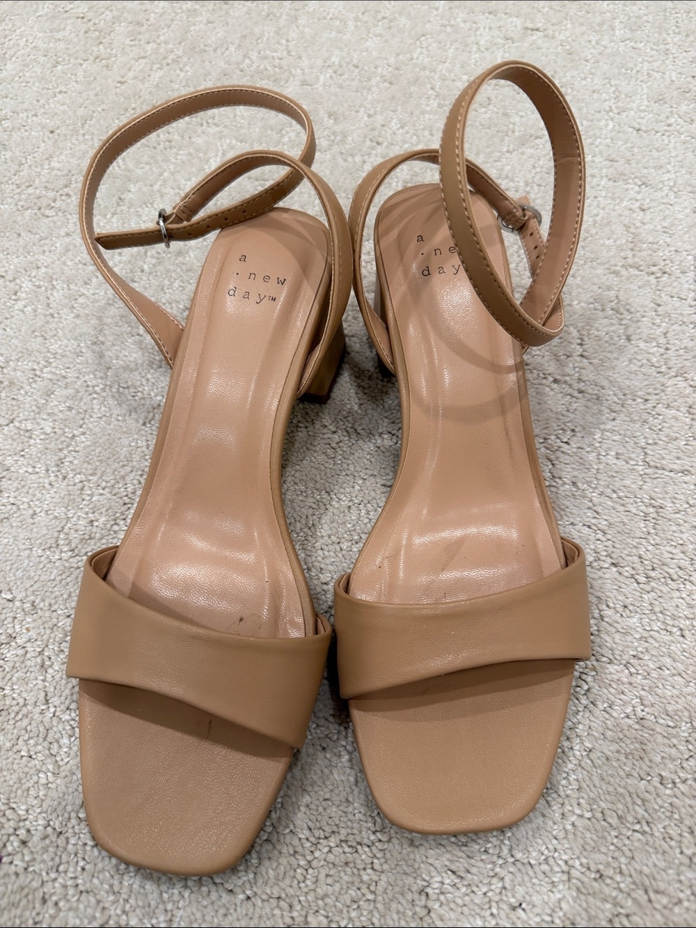 a new day Tan Block Heel Sandals with Ankle Strap